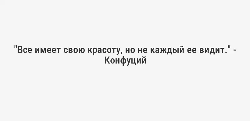 "Все имеет свою красоту, но не каждый ее видит." - Конфуций