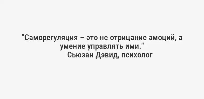 "Саморегуляция – это не отрицание эмоций, а умение управлять ими."
Сьюзан Дэвид, психолог