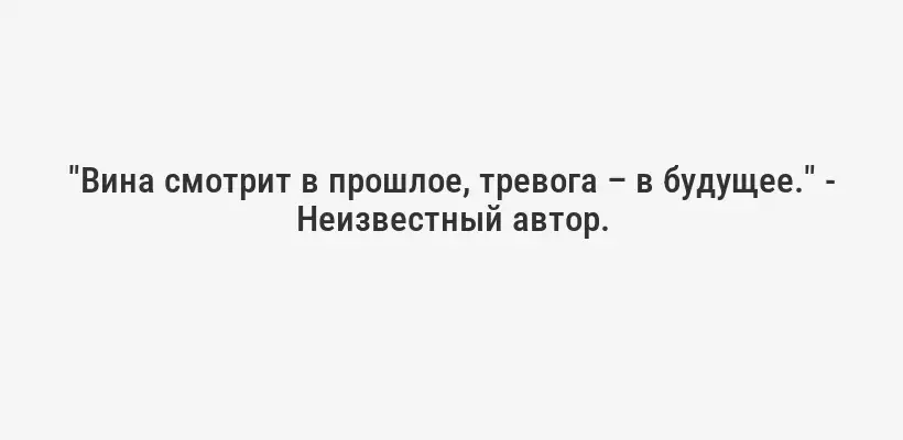 "Вина смотрит в прошлое, тревога – в будущее." - Неизвестный автор.