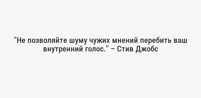 "Не позволяйте шуму чужих мнений перебить ваш внутренний голос." – Стив Джобс