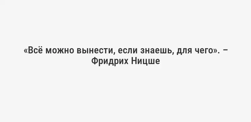 «Всё можно вынести, если знаешь, для чего». – Фридрих Ницше