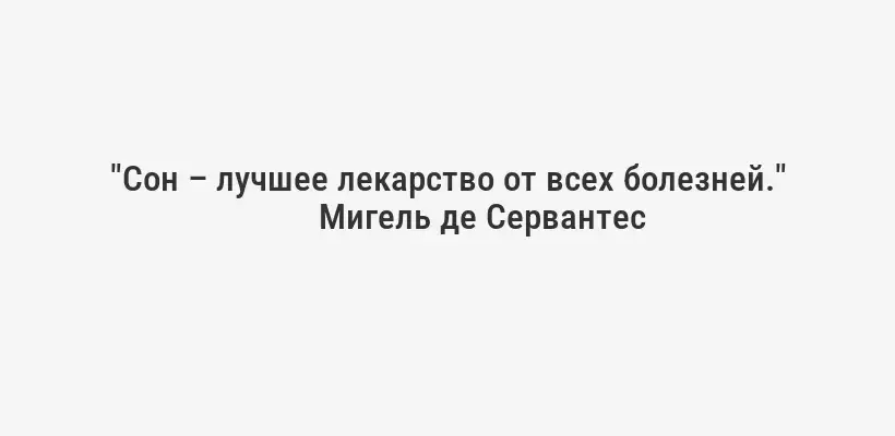 "Сон – лучшее лекарство от всех болезней."
Мигель де Сервантес