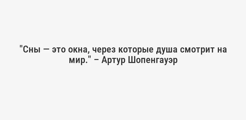 "Сны — это окна, через которые душа смотрит на мир." – Артур Шопенгауэр