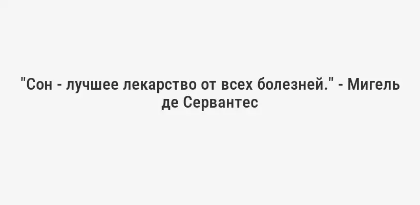 "Сон - лучшее лекарство от всех болезней." - Мигель де Сервантес