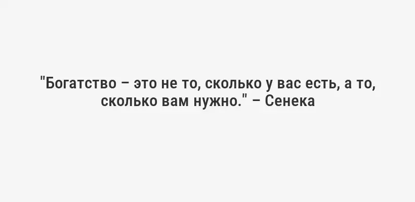 "Богатство – это не то, сколько у вас есть, а то, сколько вам нужно." – Сенека
