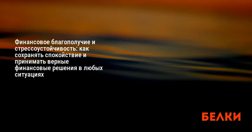 Финансовое благополучие и стрессоустойчивость: как сохранять спокойствие и принимать верные финансовые решения в любых ситуациях