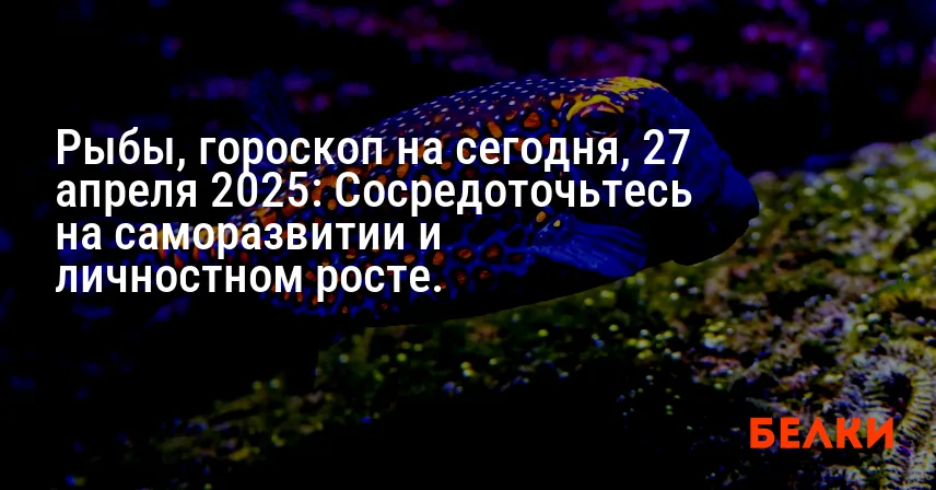 Рыбы, гороскоп на сегодня, 27 апреля 2025: Сосредоточьтесь на саморазвитии и личностном росте.