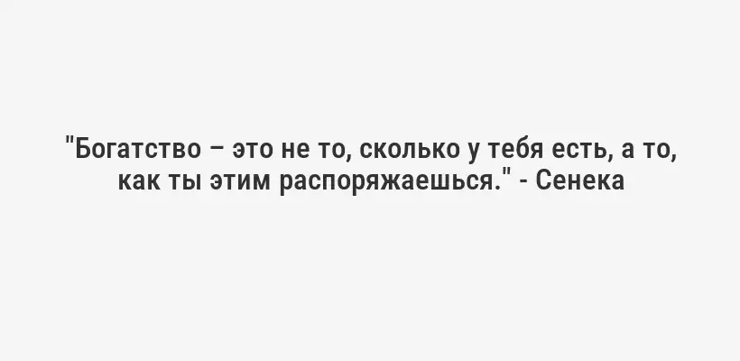 "Богатство – это не то, сколько у тебя есть, а то, как ты этим распоряжаешься." - Сенека