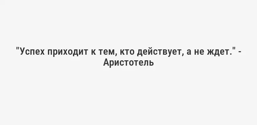 "Успех приходит к тем, кто действует, а не ждет." - Аристотель