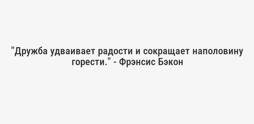 "Дружба удваивает радости и сокращает наполовину горести." - Фрэнсис Бэкон