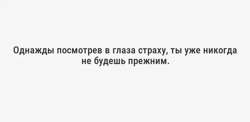 Однажды посмотрев в глаза страху, ты уже никогда не будешь прежним.