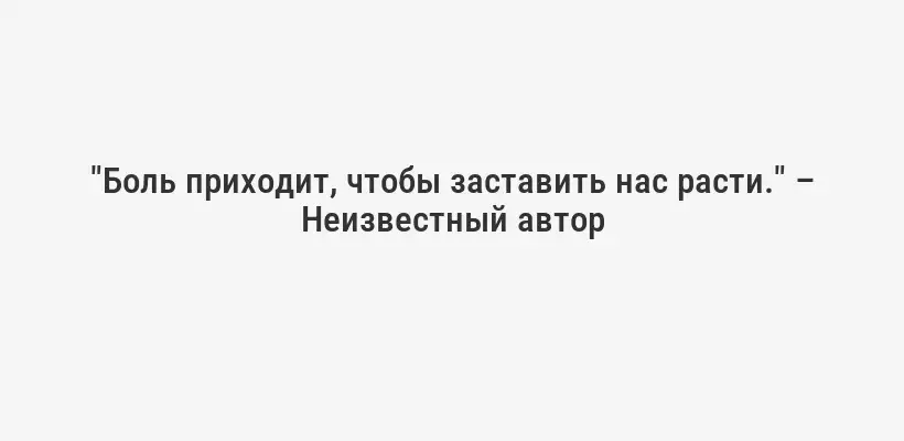 "Боль приходит, чтобы заставить нас расти." – Неизвестный автор