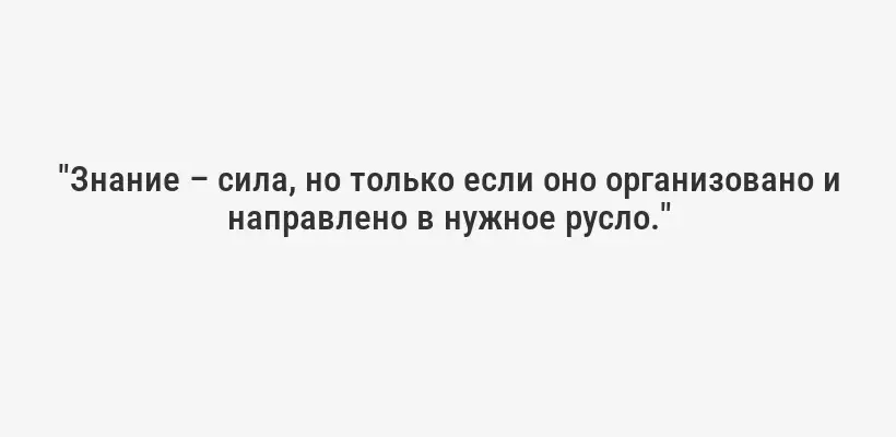 "Знание – сила, но только если оно организовано и направлено в нужное русло."