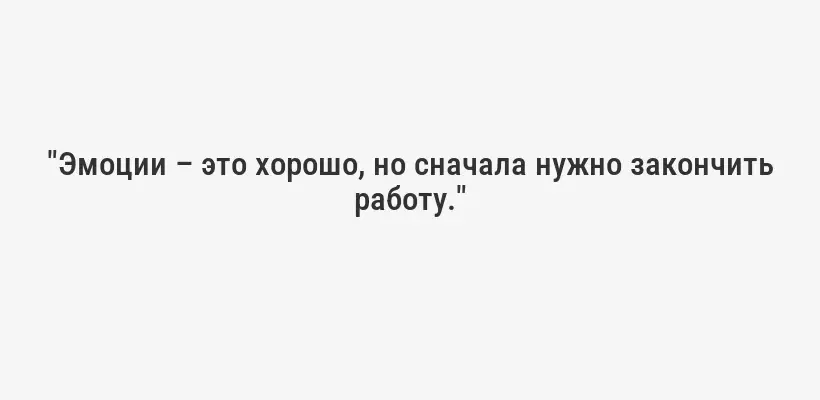 "Эмоции – это хорошо, но сначала нужно закончить работу."