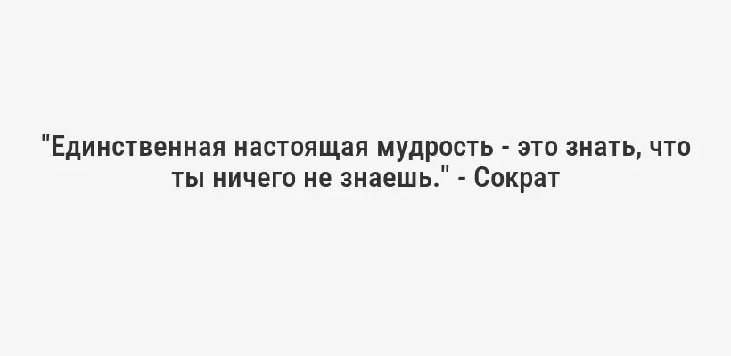 "Единственная настоящая мудрость - это знать, что ты ничего не знаешь." - Сократ