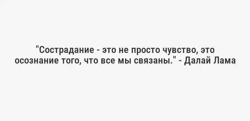 "Сострадание - это не просто чувство, это осознание того, что все мы связаны." - Далай Лама
