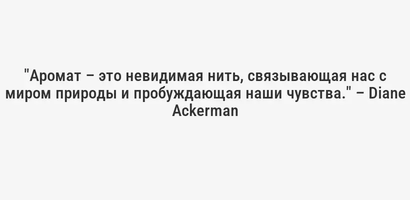 "Аромат – это невидимая нить, связывающая нас с миром природы и пробуждающая наши чувства." – Diane Ackerman